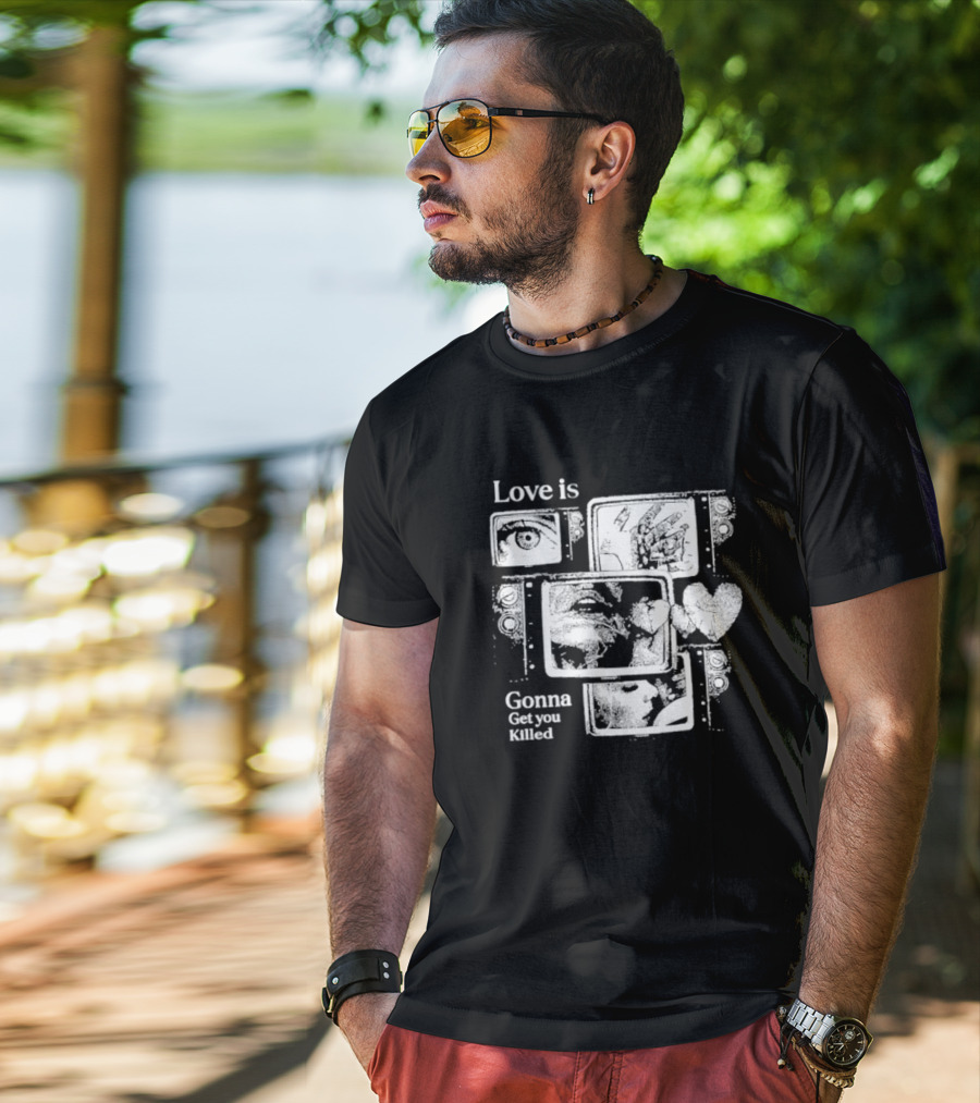 Love Is Gonna Get You Killed Eyes And Heart Panels T-Shirt