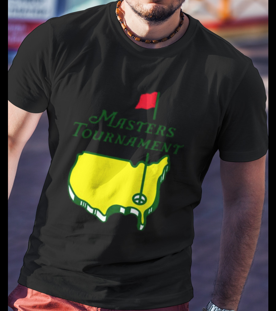 Masters Tournament Yellow Map With Red Flag T-Shirt