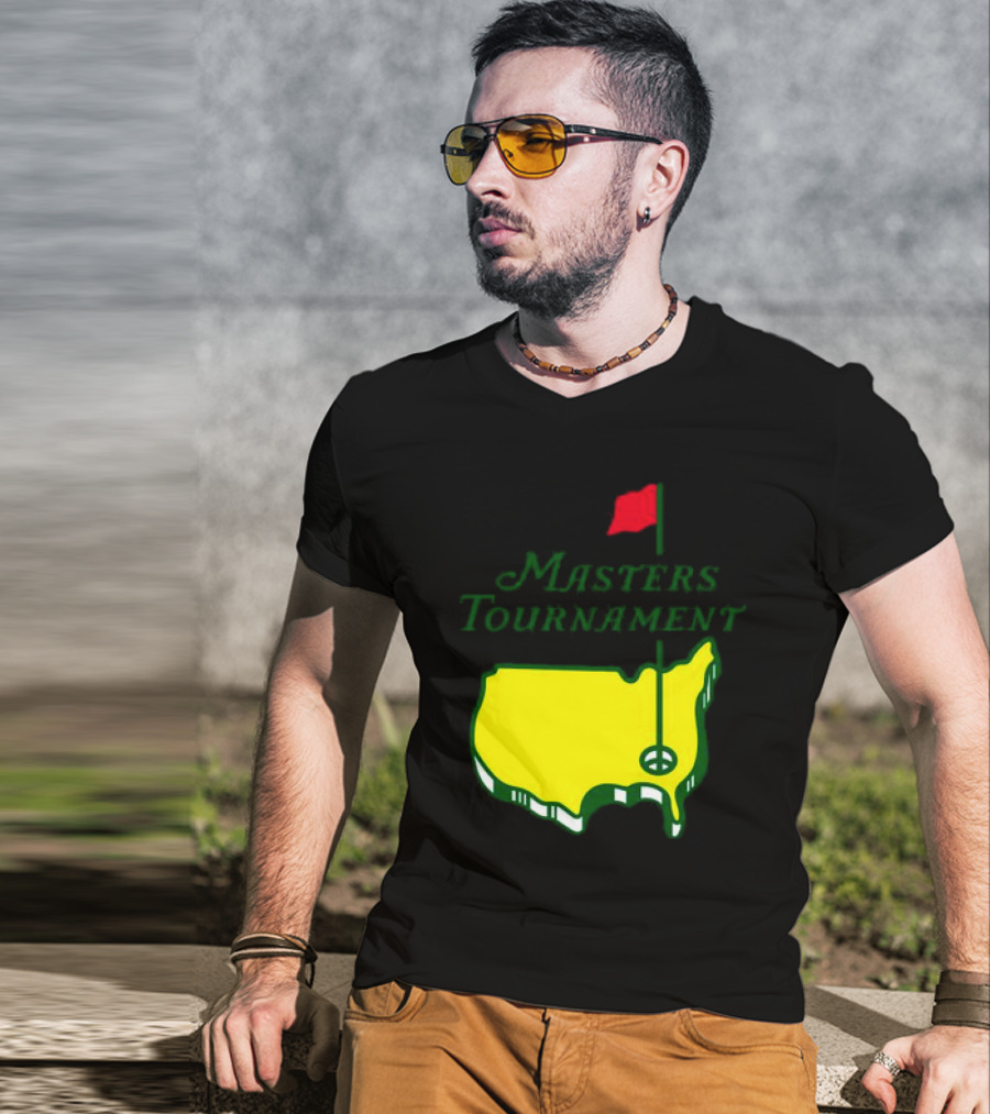 Masters Tournament Yellow Map With Red Flag T-Shirt