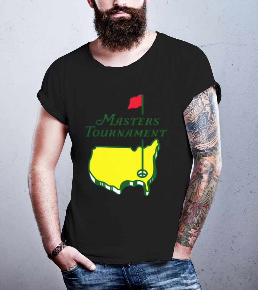 Masters Tournament Yellow Map With Red Flag T-Shirt