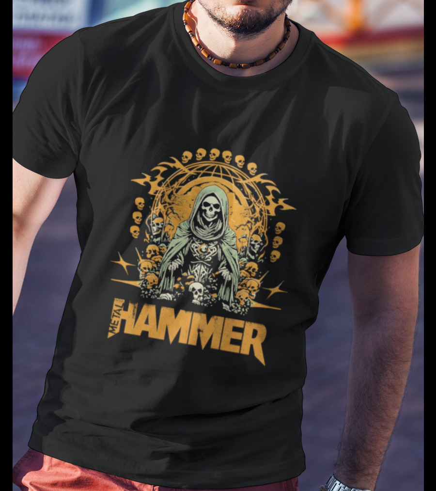 Metal Hammer Skull Wreath Grim Reaper T-Shirt