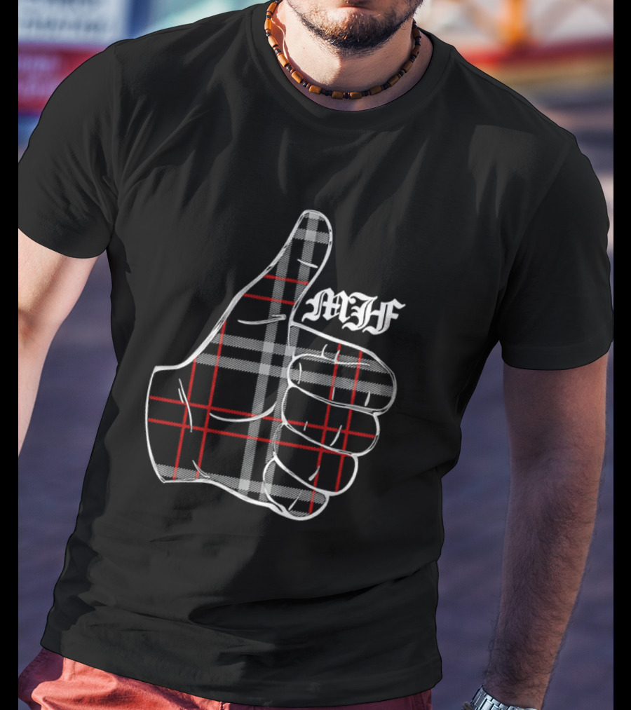"MJF Thumbs Up Plaid Pattern" T-Shirt
