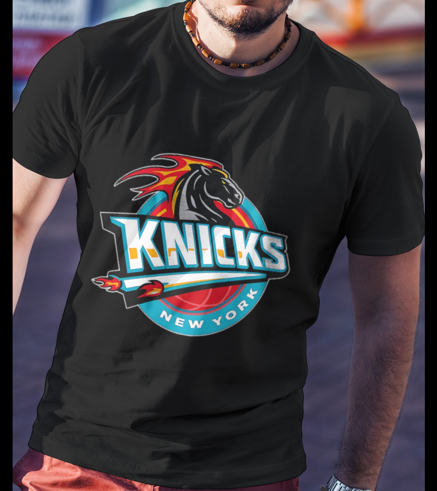 New York Knicks 2025 Horse Emblem With Blue And Red Accents T-Shirt