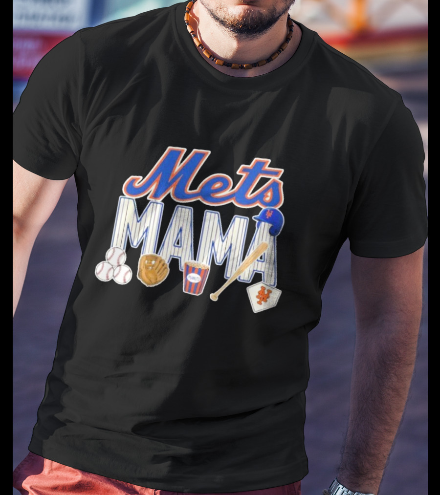Mets Mama Mother’s Day Peanuts MLB Baseball Glove Bat Cap T-Shirt