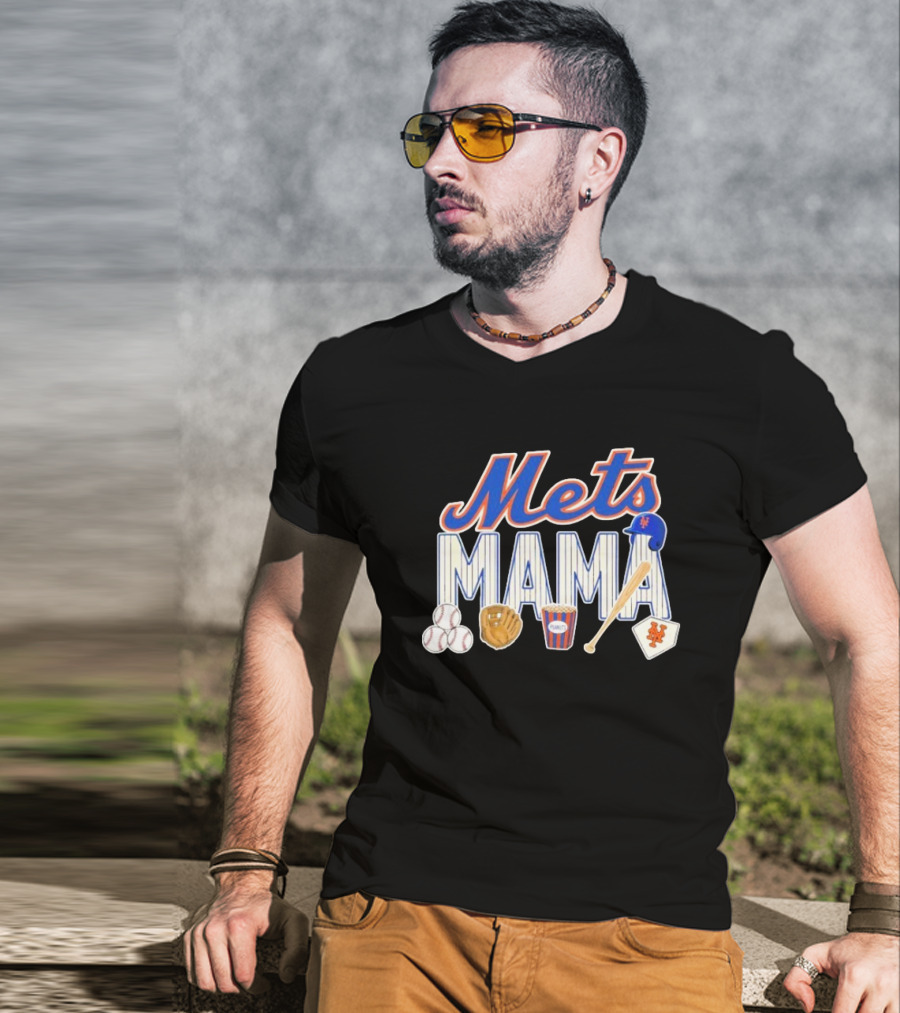 Mets Mama Mother’s Day Peanuts MLB Baseball Glove Bat Cap T-Shirt