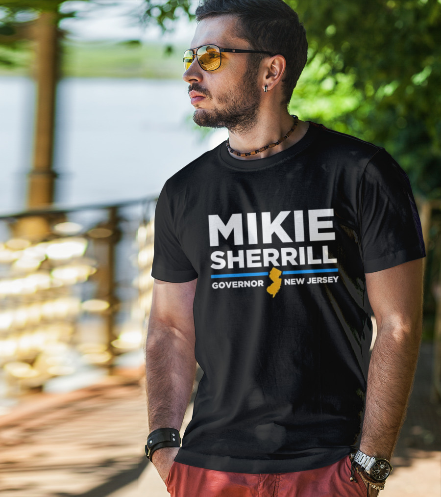 Mikie Sherrill Governor New Jersey With State Map Icon T-Shirt