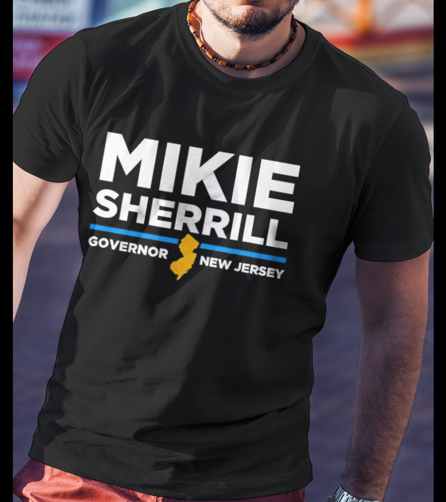 Mikie Sherrill Governor New Jersey With State Map Icon T-Shirt