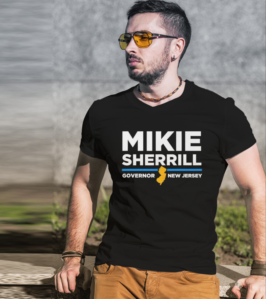 Mikie Sherrill Governor New Jersey With State Map Icon T-Shirt
