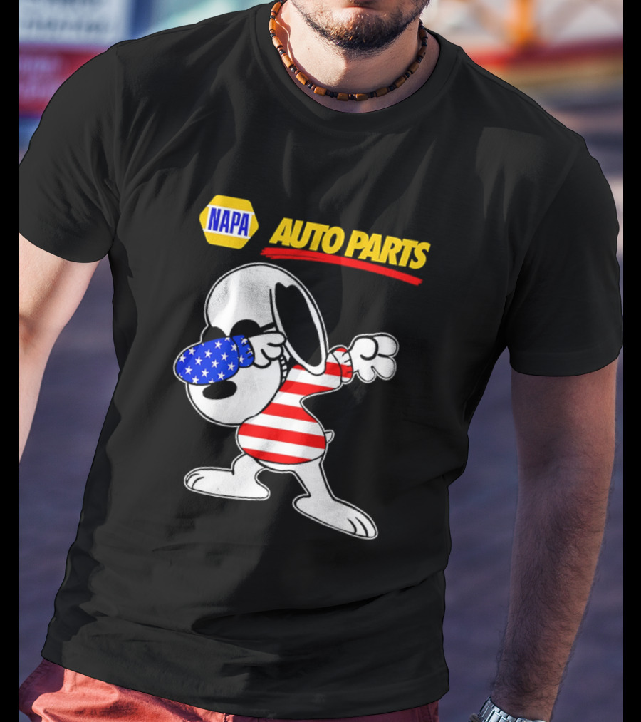 NAPA Auto Parts Snoopy Dabbing USA Flag Character T-Shirt