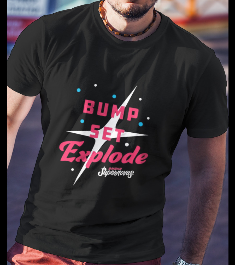 Omaha Supernovas Bump Set Explode Volleyball Starburst T-Shirt