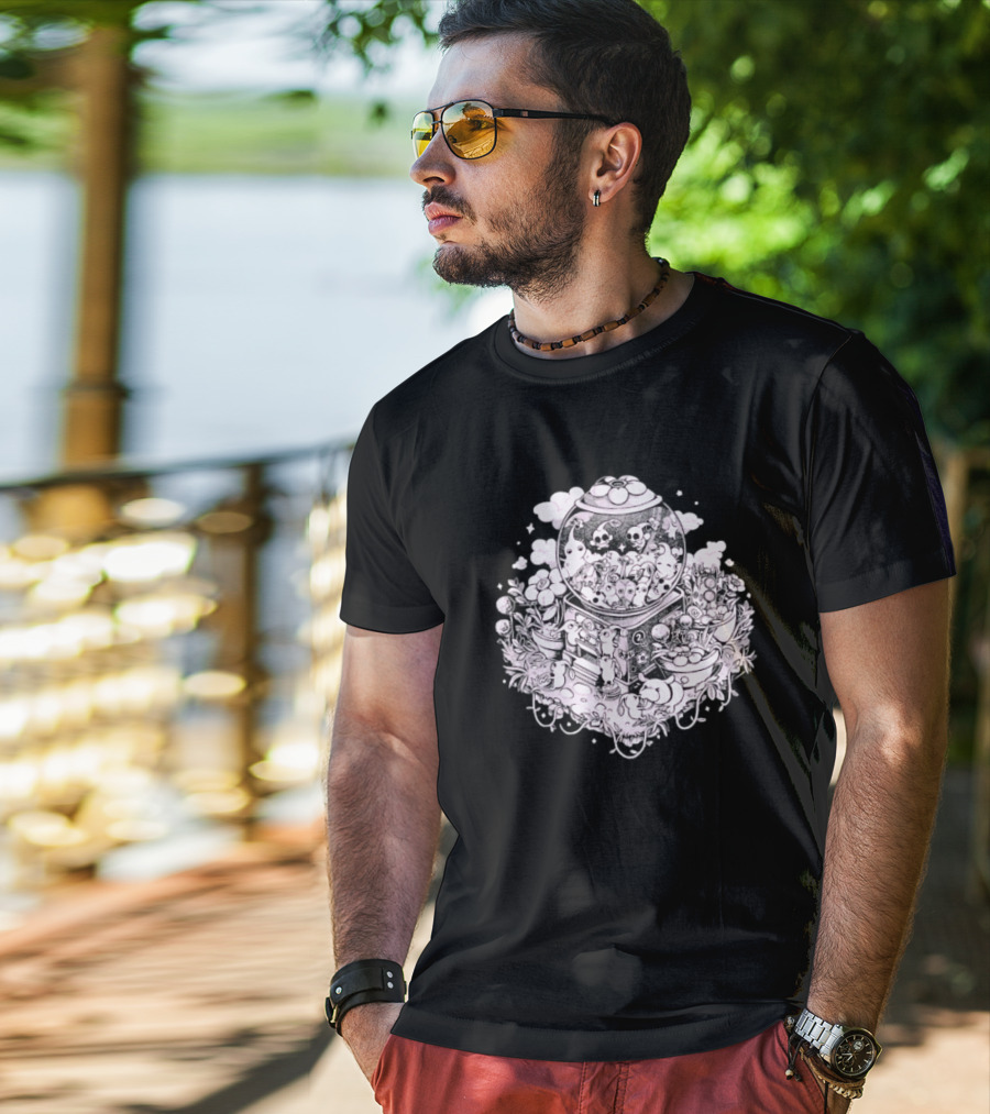 Gacha Machine With Skulls And Flowers Pick-Me T-Shirt