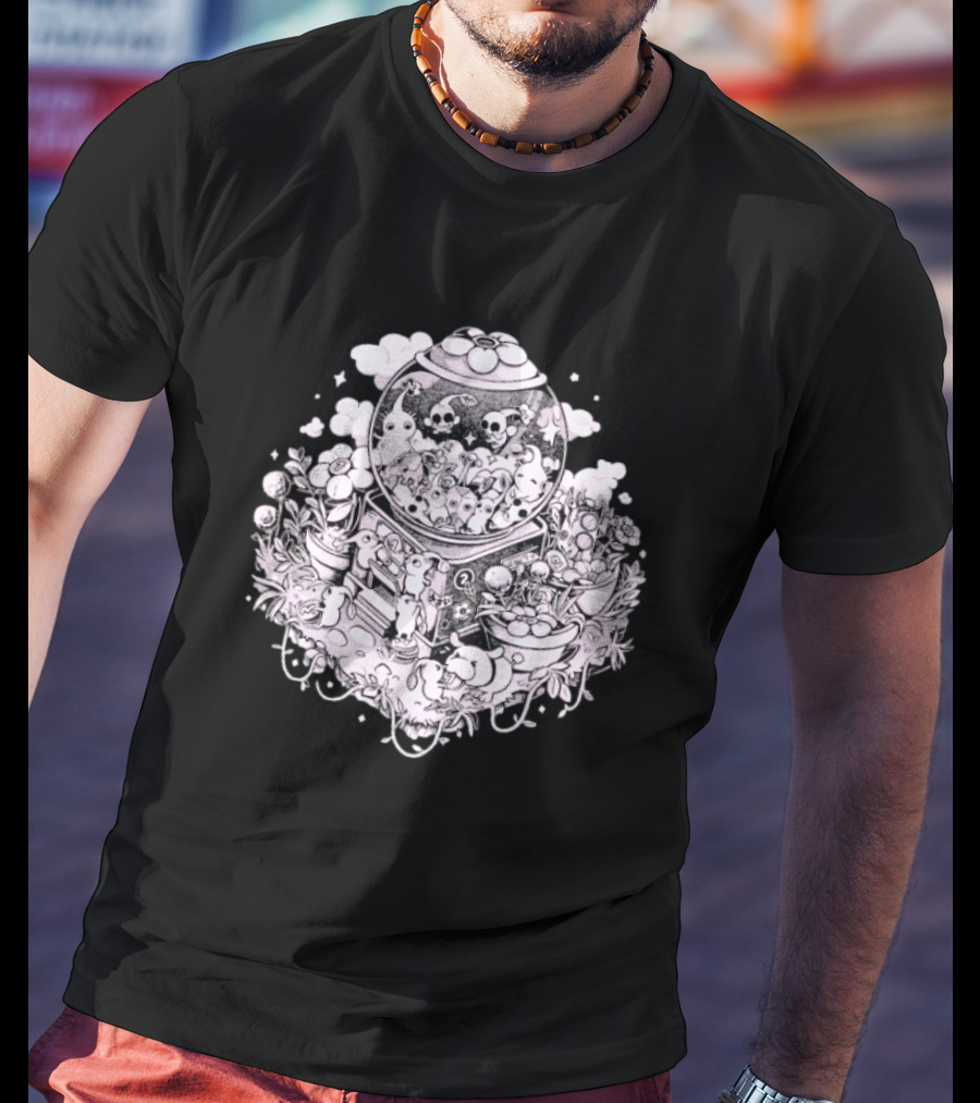 Gacha Machine With Skulls And Flowers Pick-Me T-Shirt