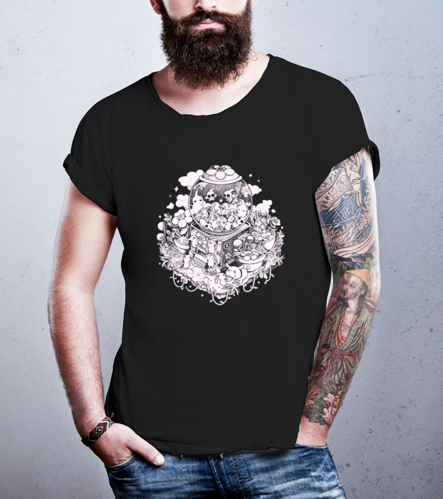 Gacha Machine With Skulls And Flowers Pick-Me T-Shirt