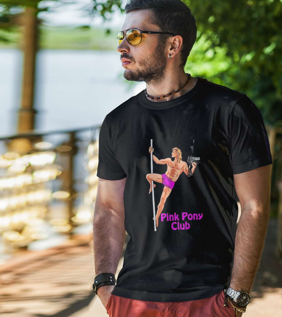 Pink Pony Club Pole Dancer With Gun T-Shirt