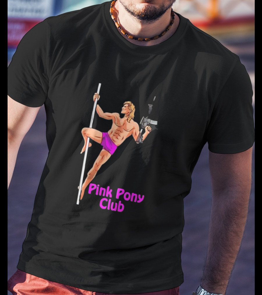 Pink Pony Club Pole Dancer With Gun T-Shirt