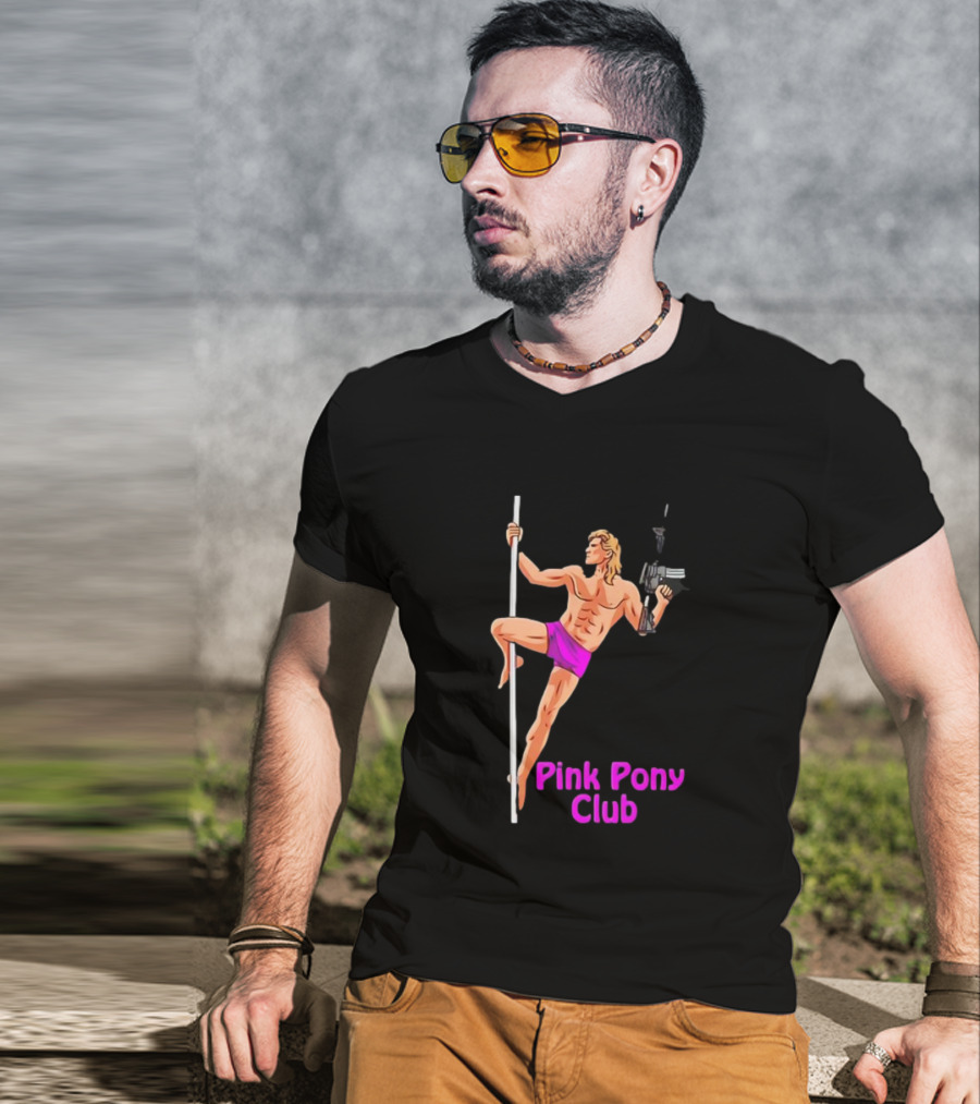 Pink Pony Club Pole Dancer With Gun T-Shirt