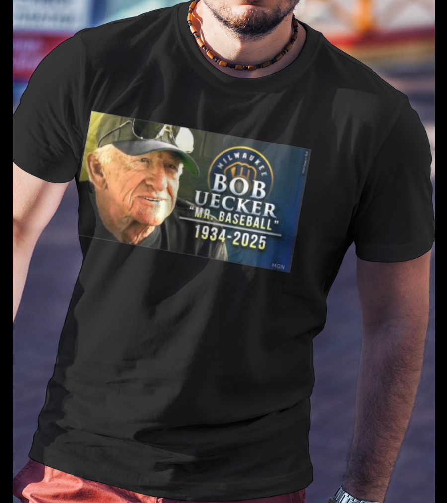 Milwaukee Brewers Bob Uecker Mr. Baseball 1934-2025 Tribute T-Shirt