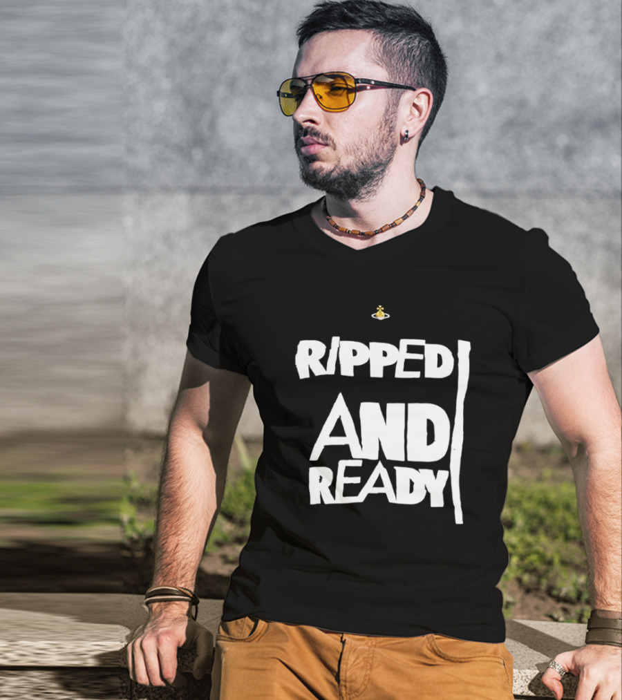 Ripped And Ready Chicken Dumbbell Fitness Motivation T-Shirt