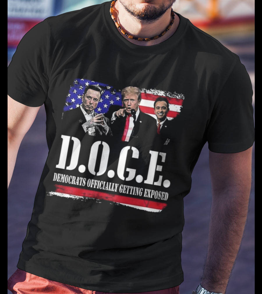 Patriot Pride Mens D.O.G.E Team Democrats Officially Getting Exposed USA Flag Icons T-Shirt