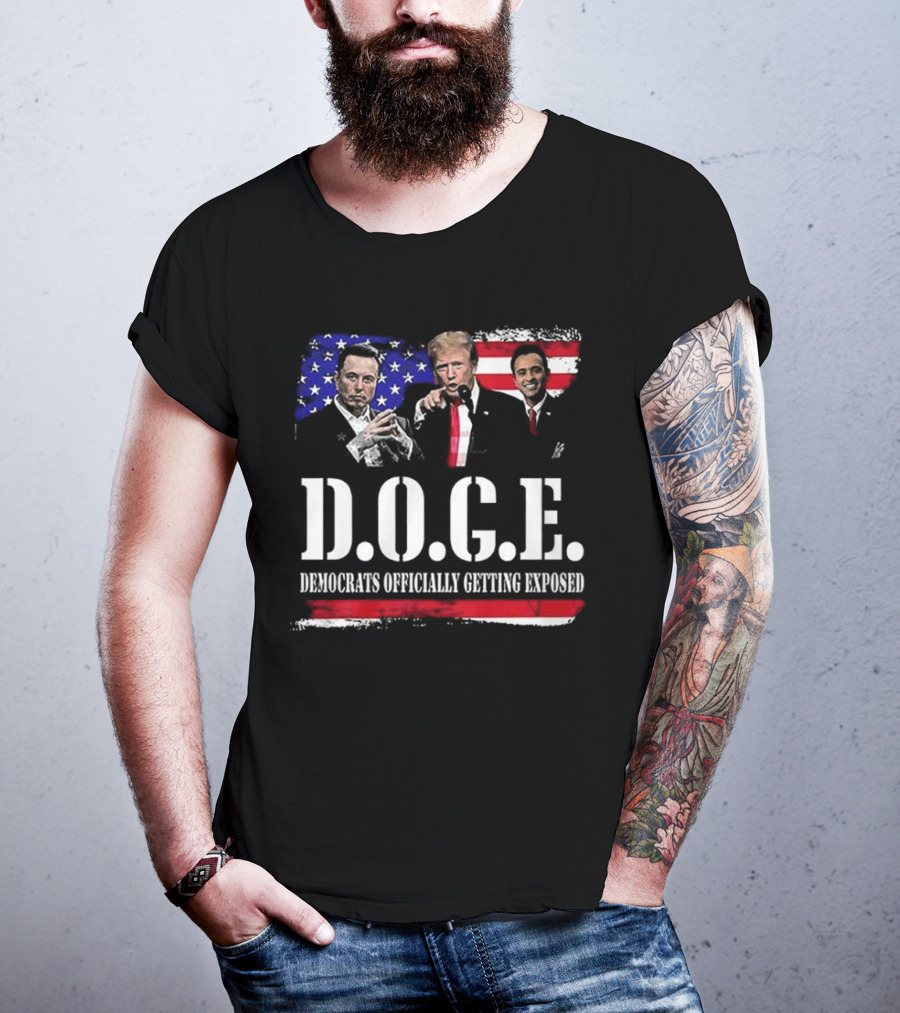 Patriot Pride Mens D.O.G.E Team Democrats Officially Getting Exposed USA Flag Icons T-Shirt
