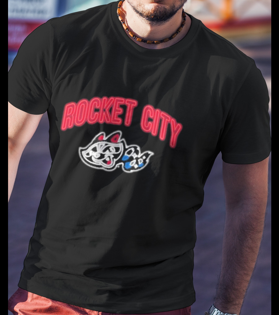 Rocket City Trash Pandas Neon Logo And Mascot T-Shirt