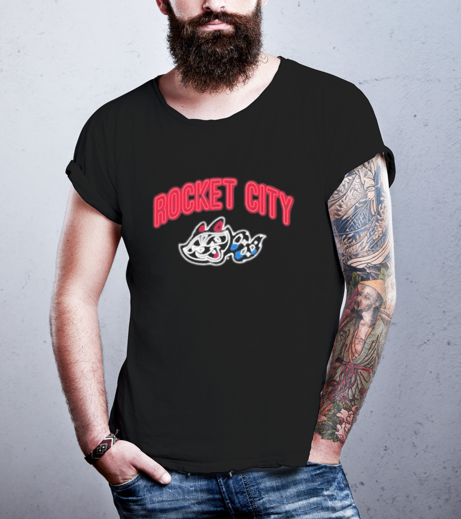 Rocket City Trash Pandas Neon Logo And Mascot T-Shirt