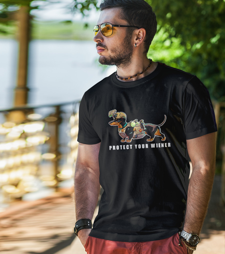 Protect Your Wiener Dachshund Soldier Helmet Tactical Gear T-Shirt