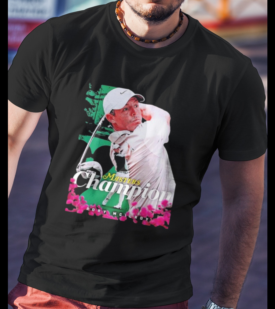 Masters Champion Rory McIlroy Golf Swing Portrait T-Shirt