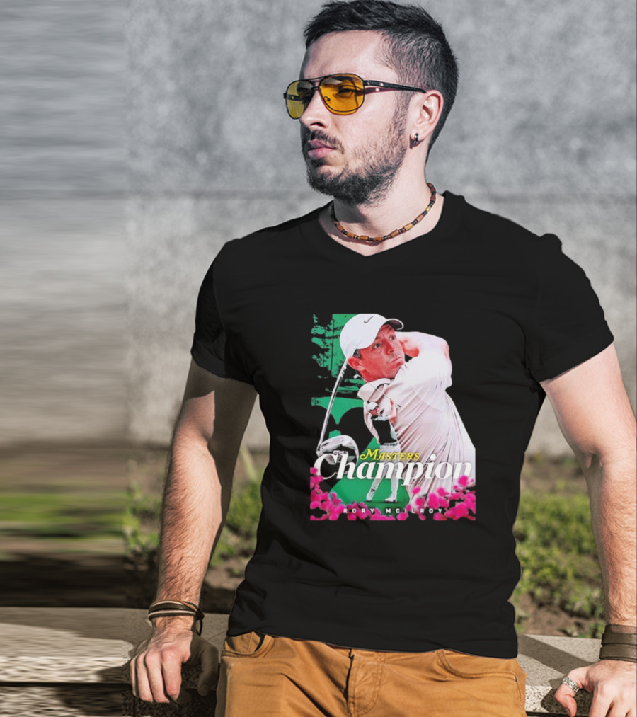 Masters Champion Rory McIlroy Golf Swing Portrait T-Shirt