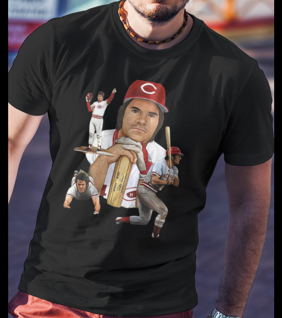 PETE ROSE Cincinnati Reds Baseball Legend 41 24 T-Shirt