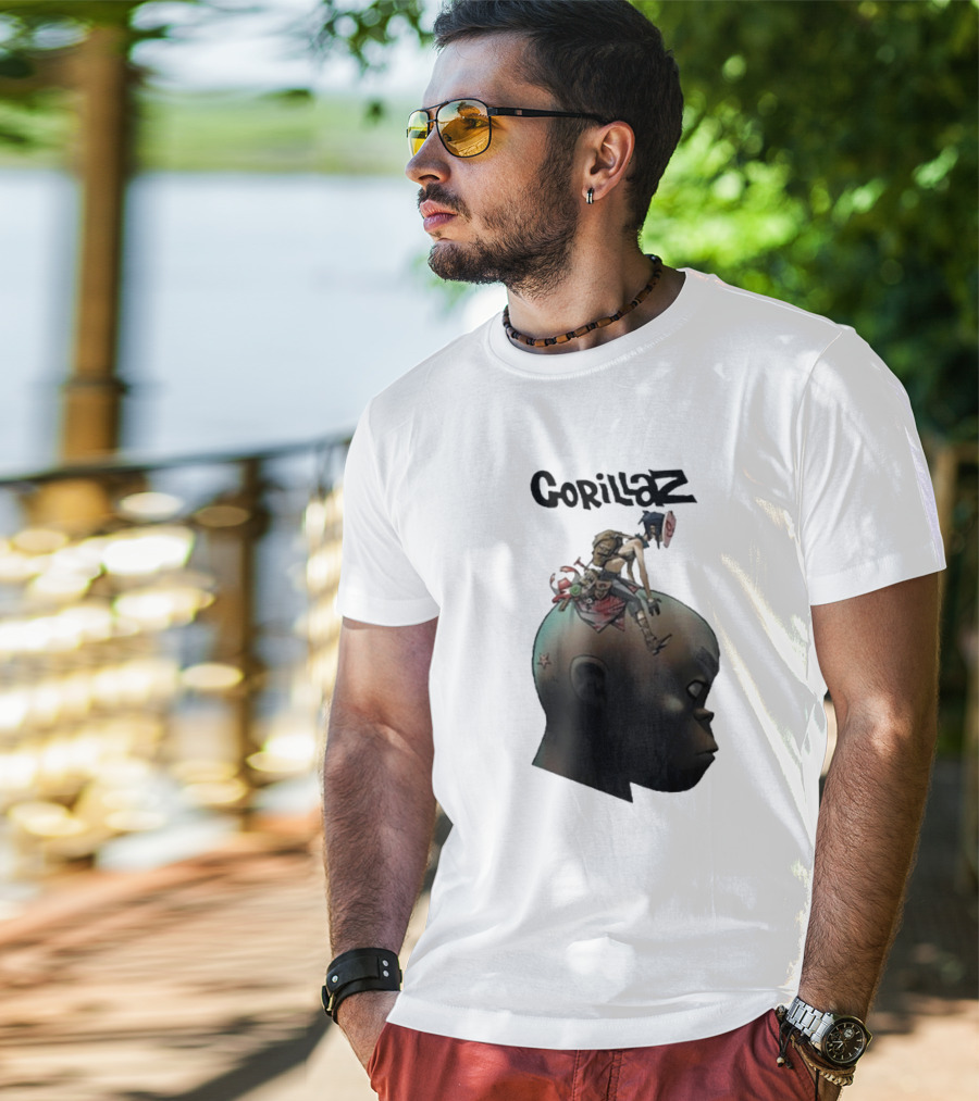 Gorillaz Character Sitting On Head Star Symbol T-Shirt