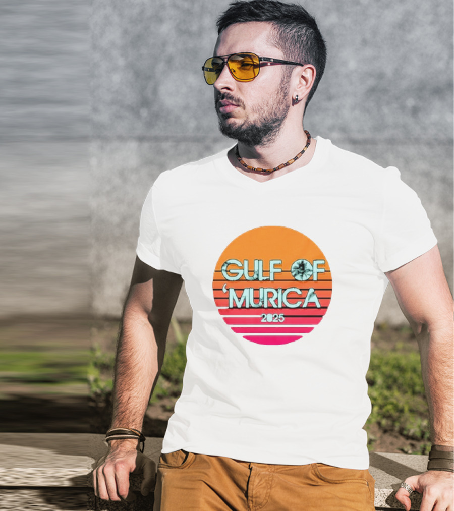 Gulf Of 'Murica 2025 Vintage Retro Sunset Vibe T-Shirt