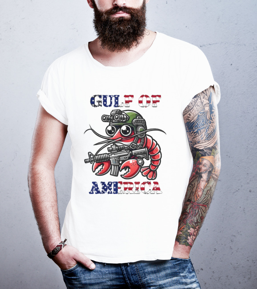 Gulf Of America Tactical Shrimp Patriotic Military Camouflage T-Shirt