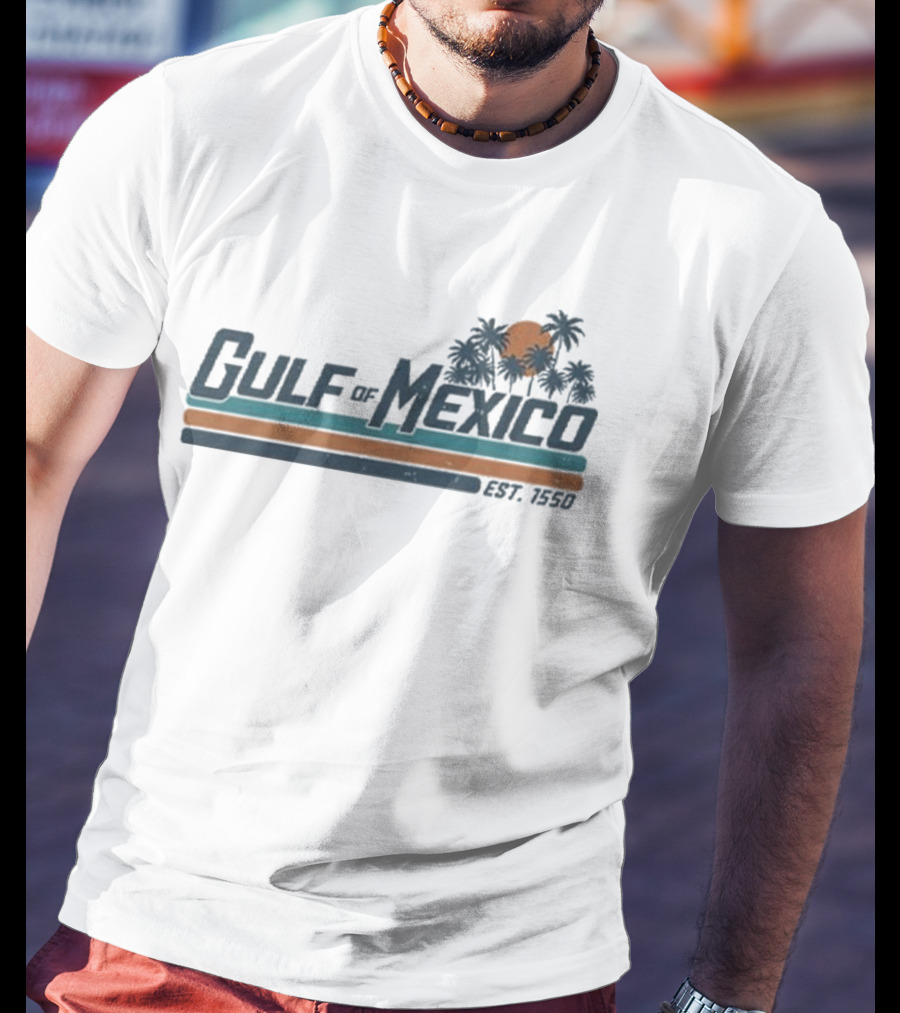 Gulf Of Mexico Est 1550 Palm Trees Retro Sunset Vintage Style T-Shirt