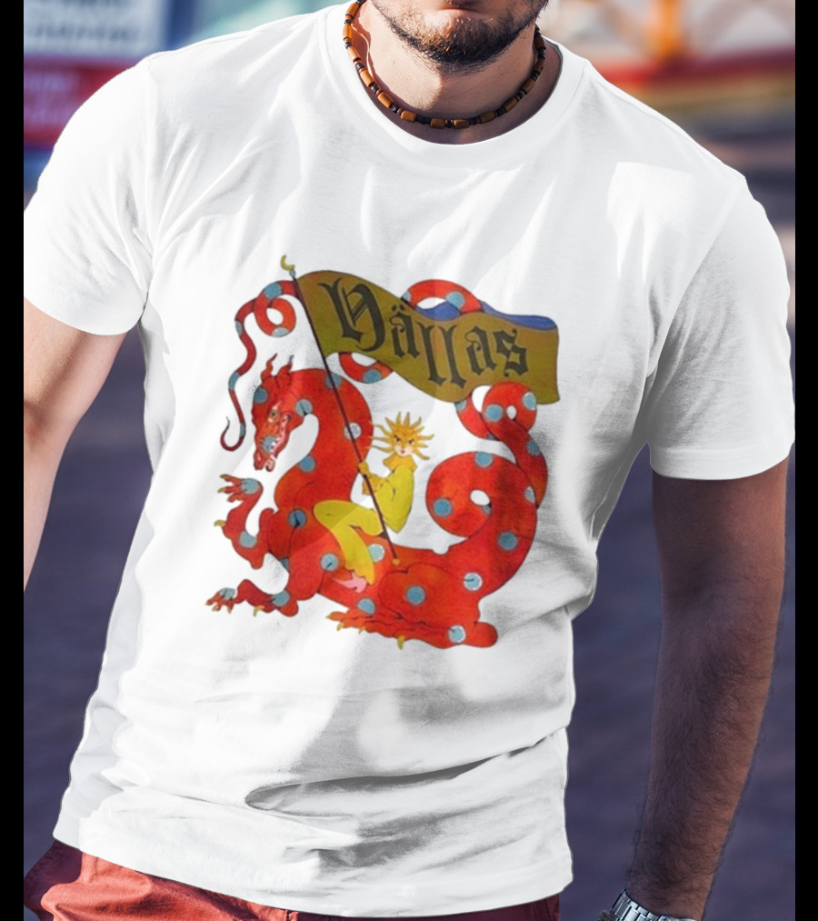 Hällas Flower Knight Riding Red Polka Dot Dragon T-Shirt