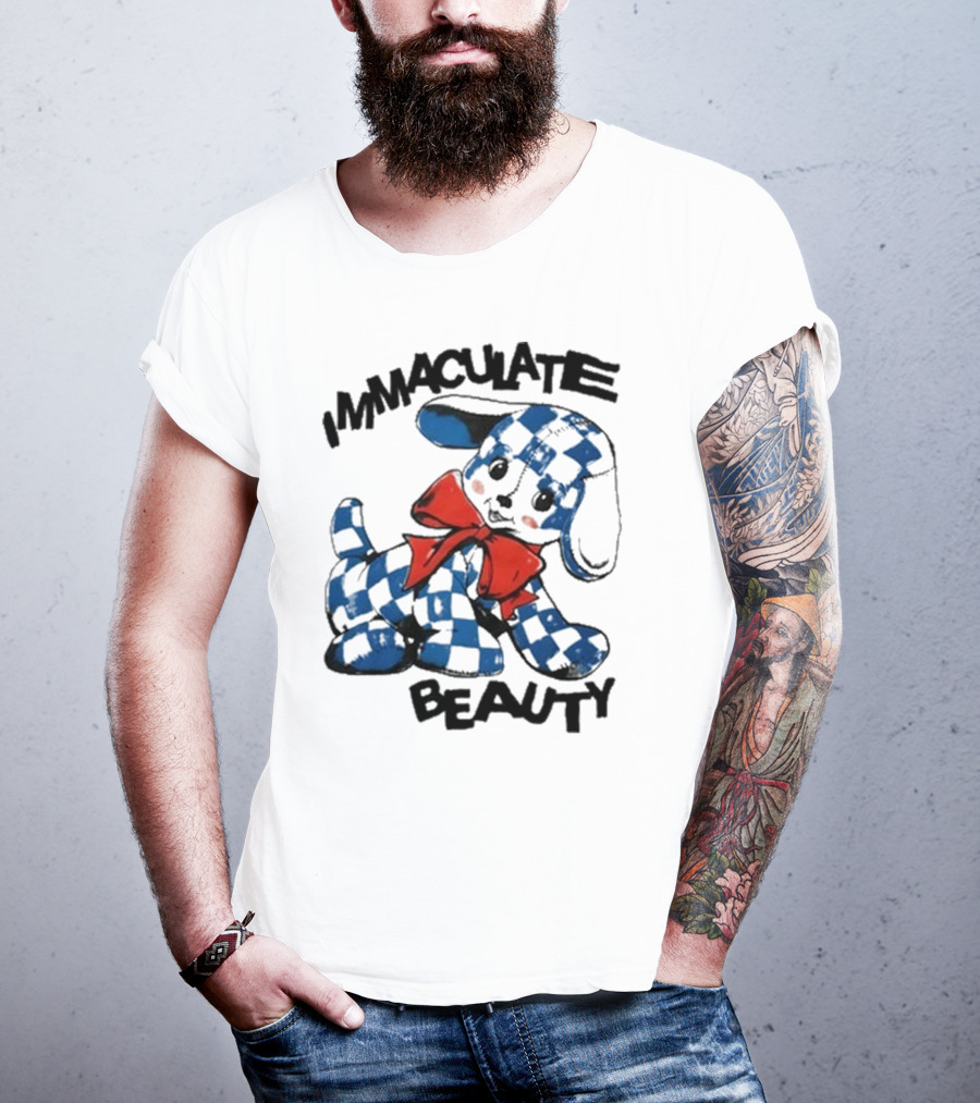 Henry Johnson Immaculate Beauty Blue Checkered Puppy Red Bow T-Shirt