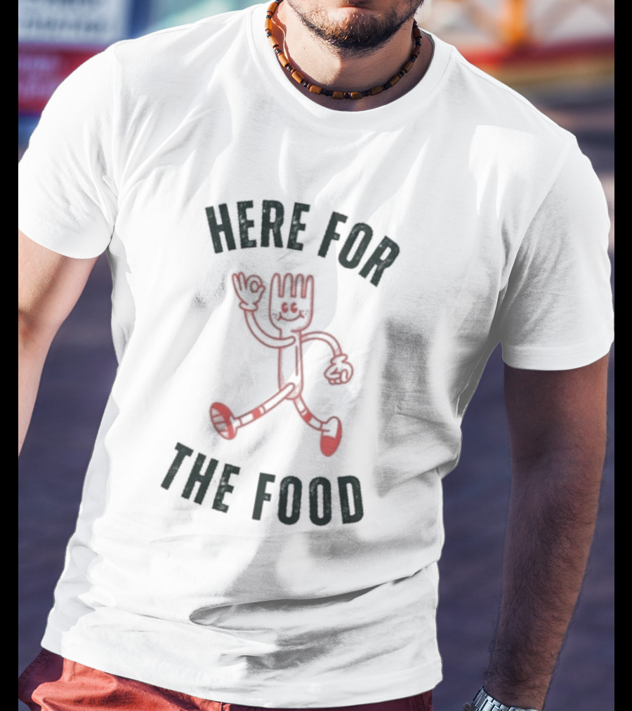Here For The Food Fork Character T-Shirt