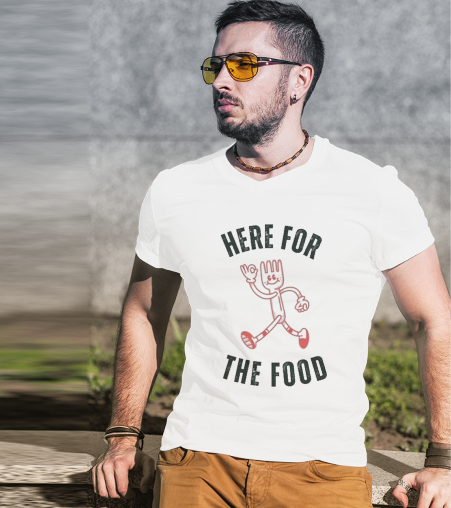 Here For The Food Fork Character T-Shirt