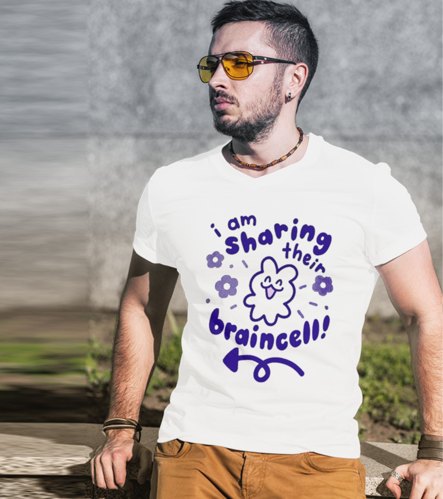 I Am Sharing Their Braincell Cute Flower Character Playful Arrow T-Shirt