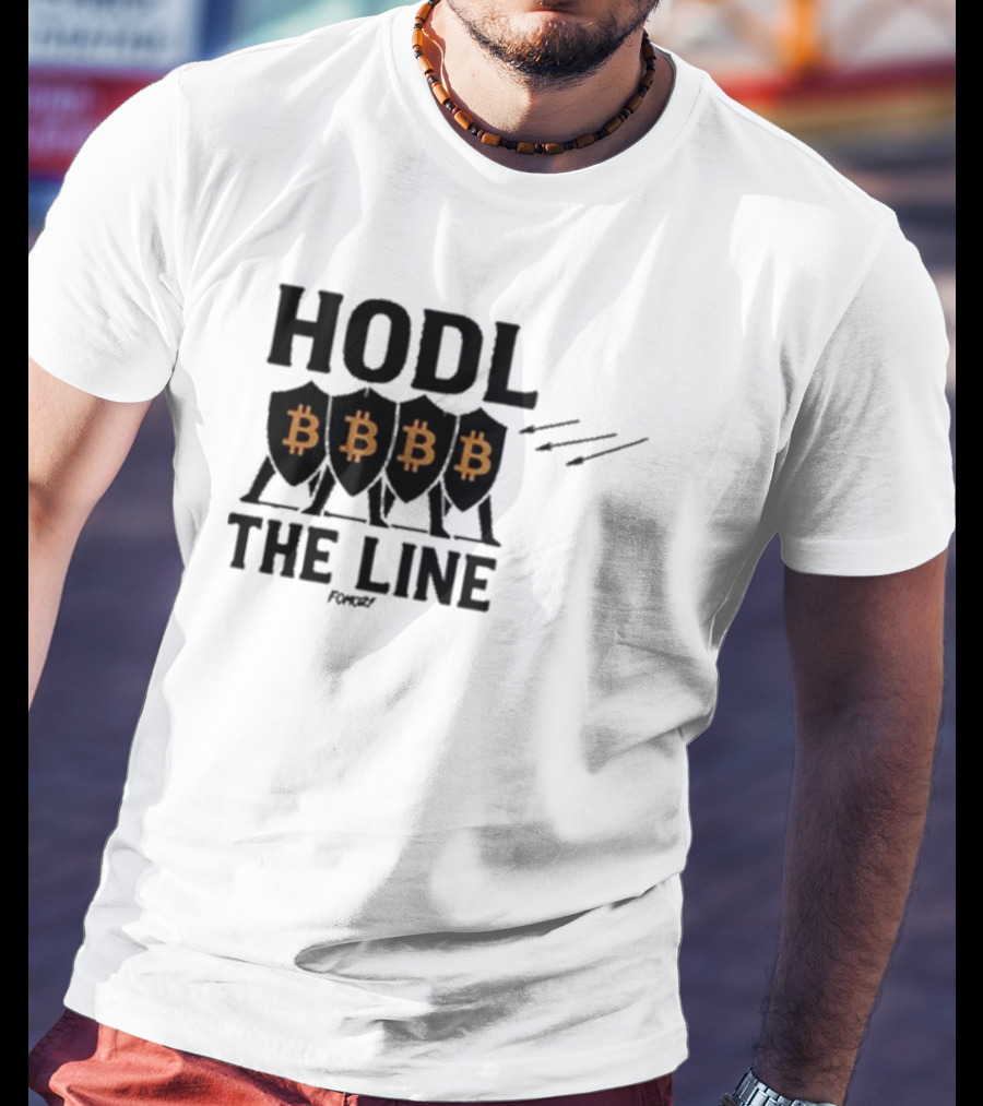 Hodl The Line Bitcoin Warrior Cryptocurrency Enthusiast BBB Pattern T-Shirt