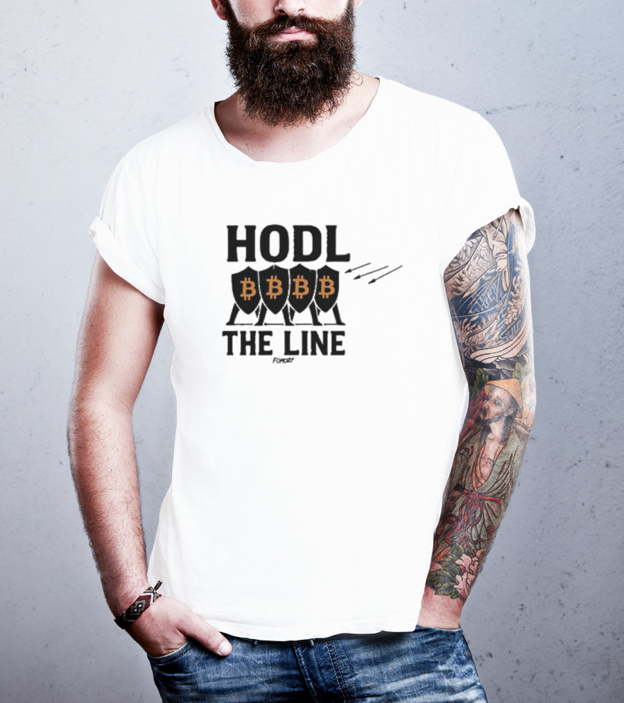 Hodl The Line Bitcoin Warrior Cryptocurrency Enthusiast BBB Pattern T-Shirt