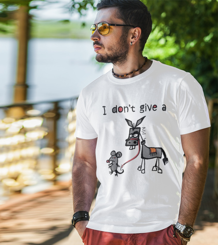 I Don’t Give A Rat Ass Mouse Donkey Iconic Whimsical Humor T-Shirt