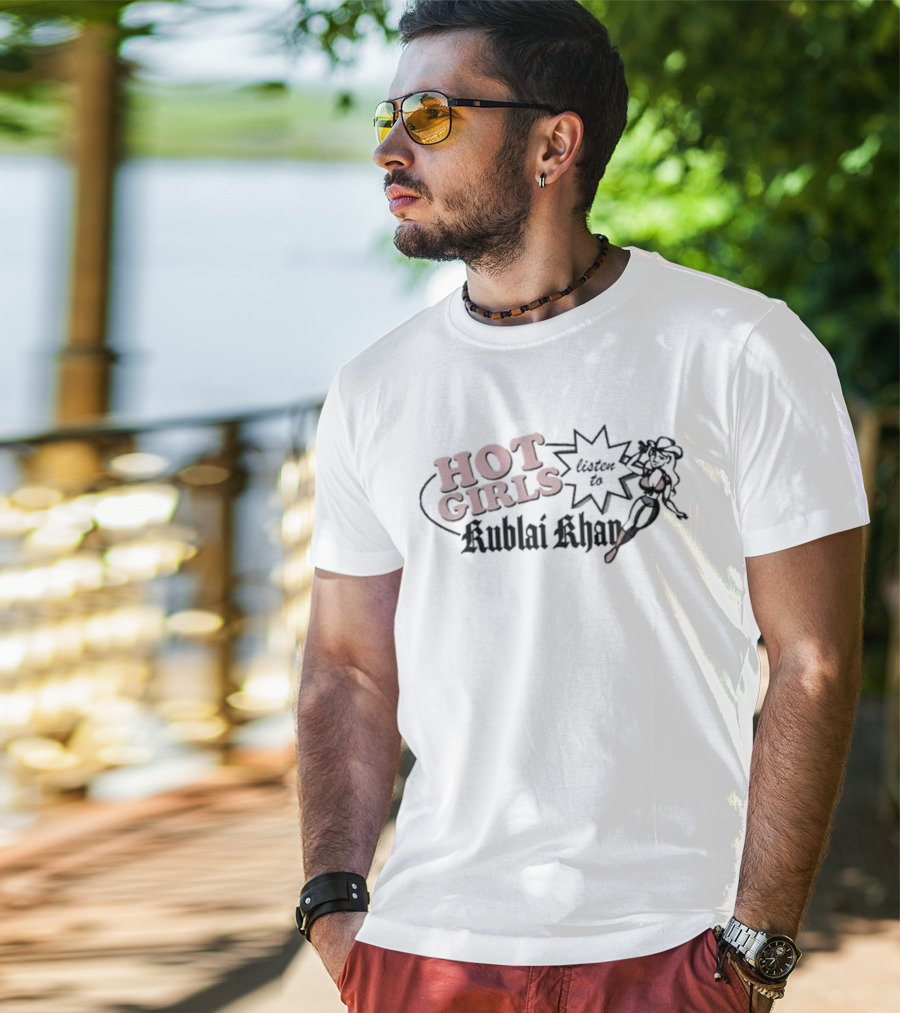 Hot Girls Listen To KKTX Sunburst Design With Fiery Text And Star Graphic T-Shirt