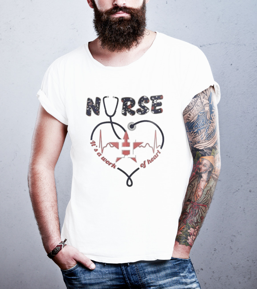 Houston Astros Nurse Appreciation Night 2025 Heartbeat Stethoscope Baseball Event T-Shirt