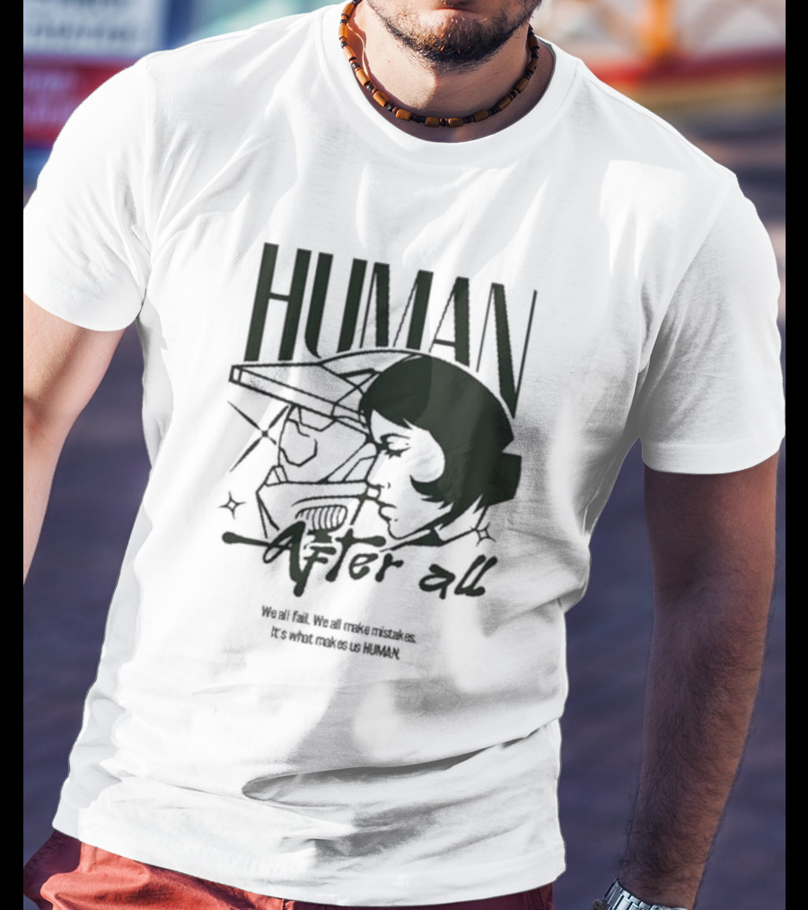 "Human After All Skeleton Outline Illustration" T-Shirt
