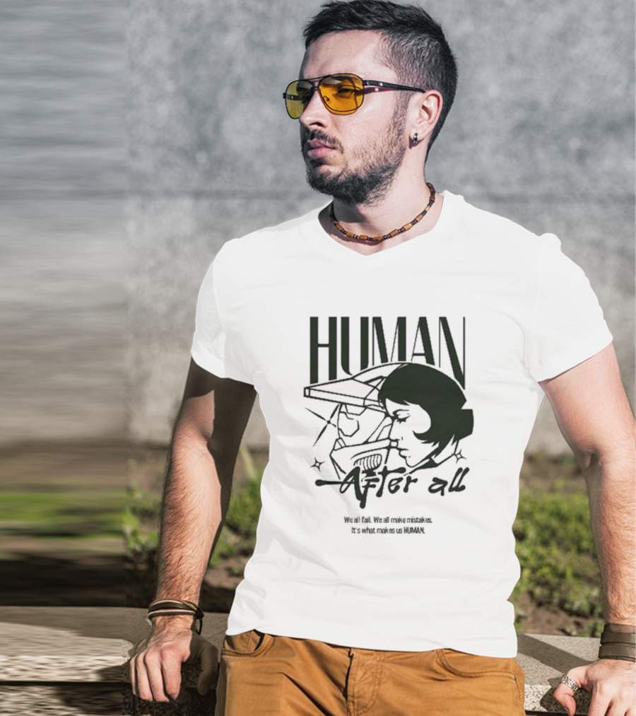 "Human After All Skeleton Outline Illustration" T-Shirt