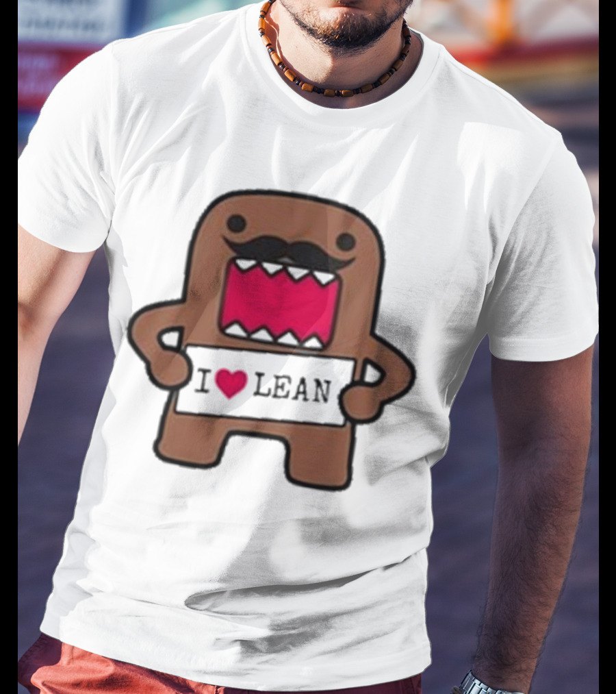 I Love Lean Domo Heart Mustache Cartoon Character T-Shirt