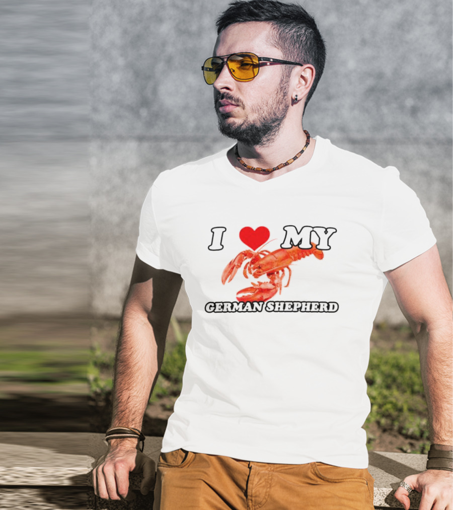 I Love My German Shepherd Lobster Heart T-Shirt