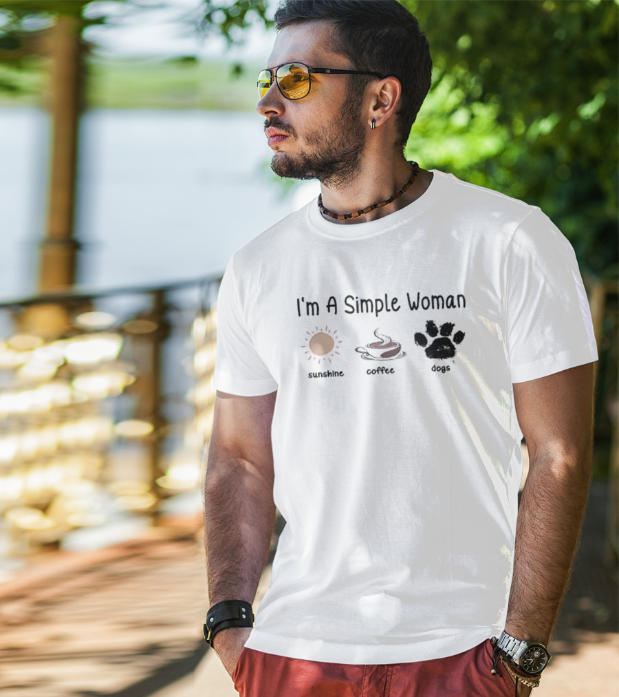 I'm A Simple Woman Sunshine Coffee Paw Dog T-Shirt