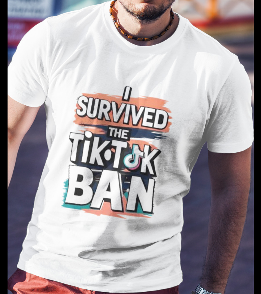I Survived The TikTok Ban Colorful Retro Style Text With Icon T-Shirt